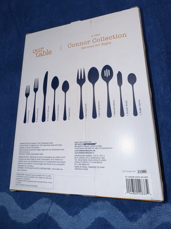 Our Table Conner Collection Flatware 45 Piece Mirror Silver 18/0 Stainless Steel gallery