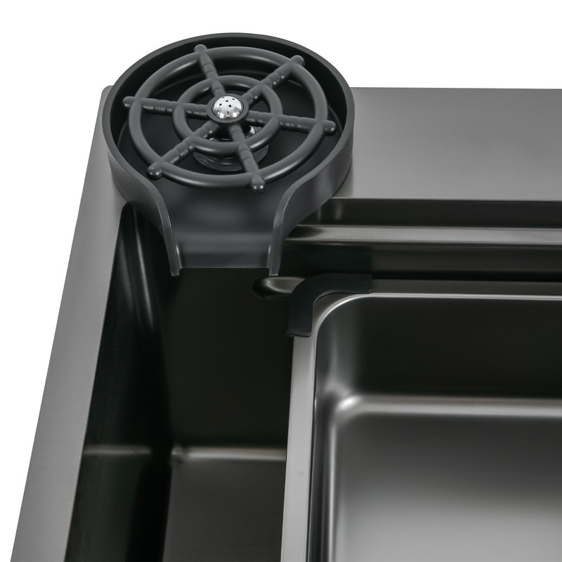 Kitchen Sink Double Basin Stainless Steel Sink Bowl W/ Pull-out Faucet gallery