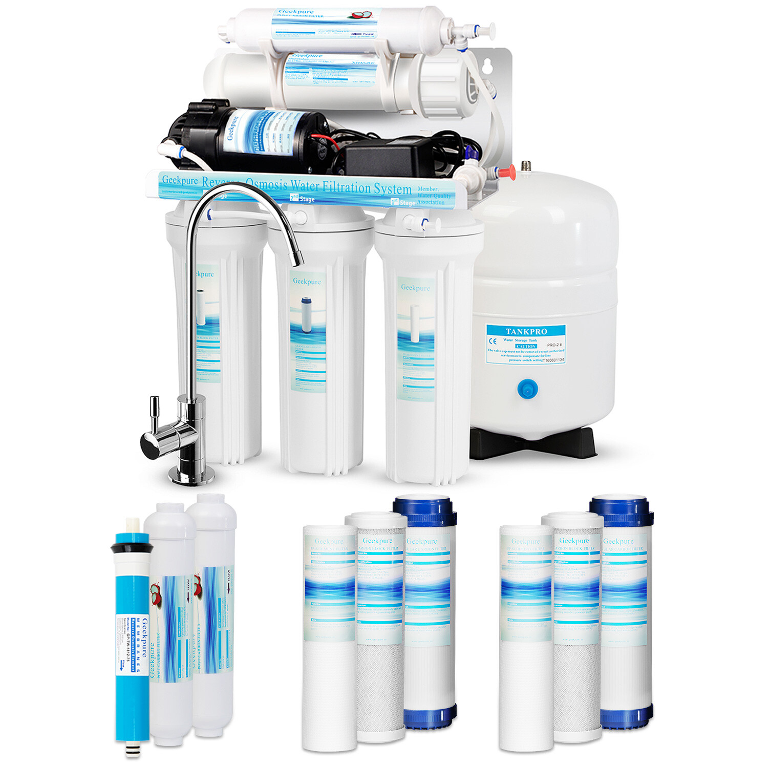 5 Stage Reverse Osmosis RO System Drinking Water Filter 75 GPD with Booster Pump gallery