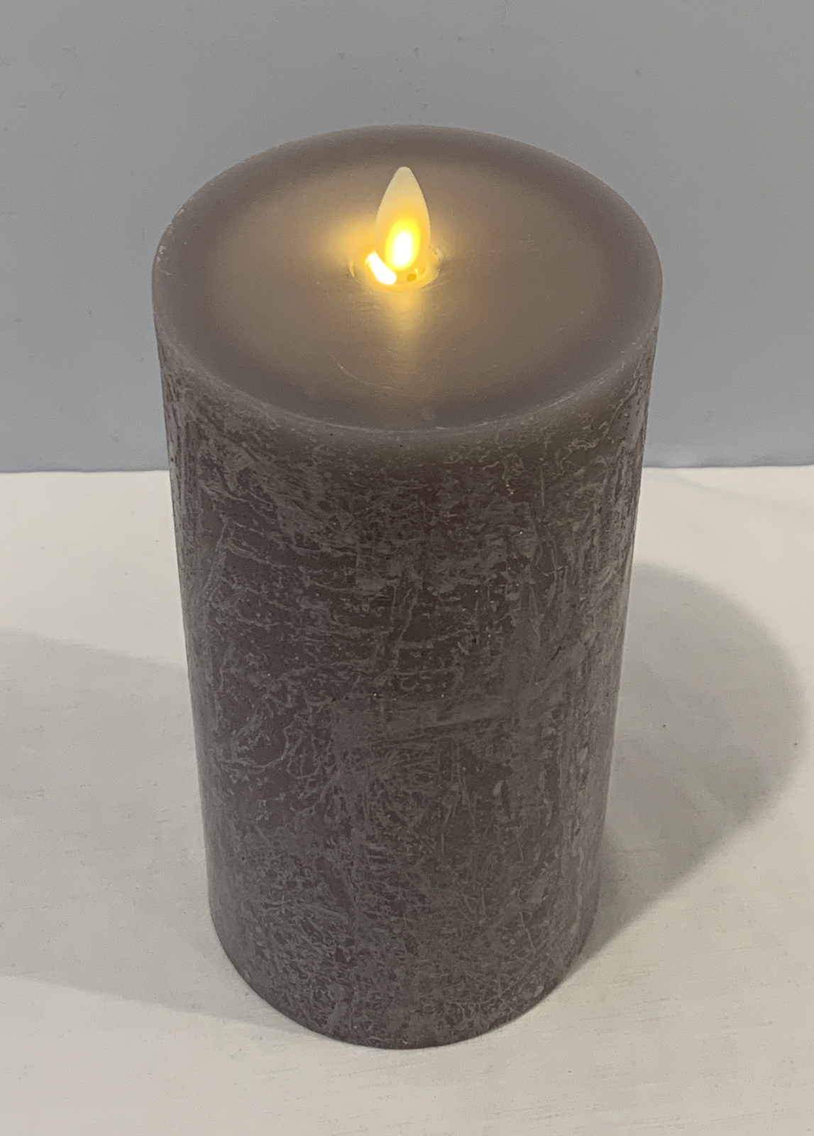Pottery Barn Luminara Purple-Gray 8"x4" Premium Wax Pillar Flameless Candle Mint gallery