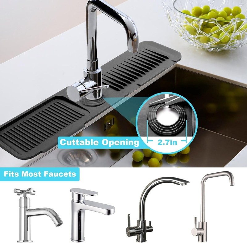 Kitchen Faucet Sinks Splash Guard Silicone Drain Pad Water Catcher Tray Slip Mat gallery