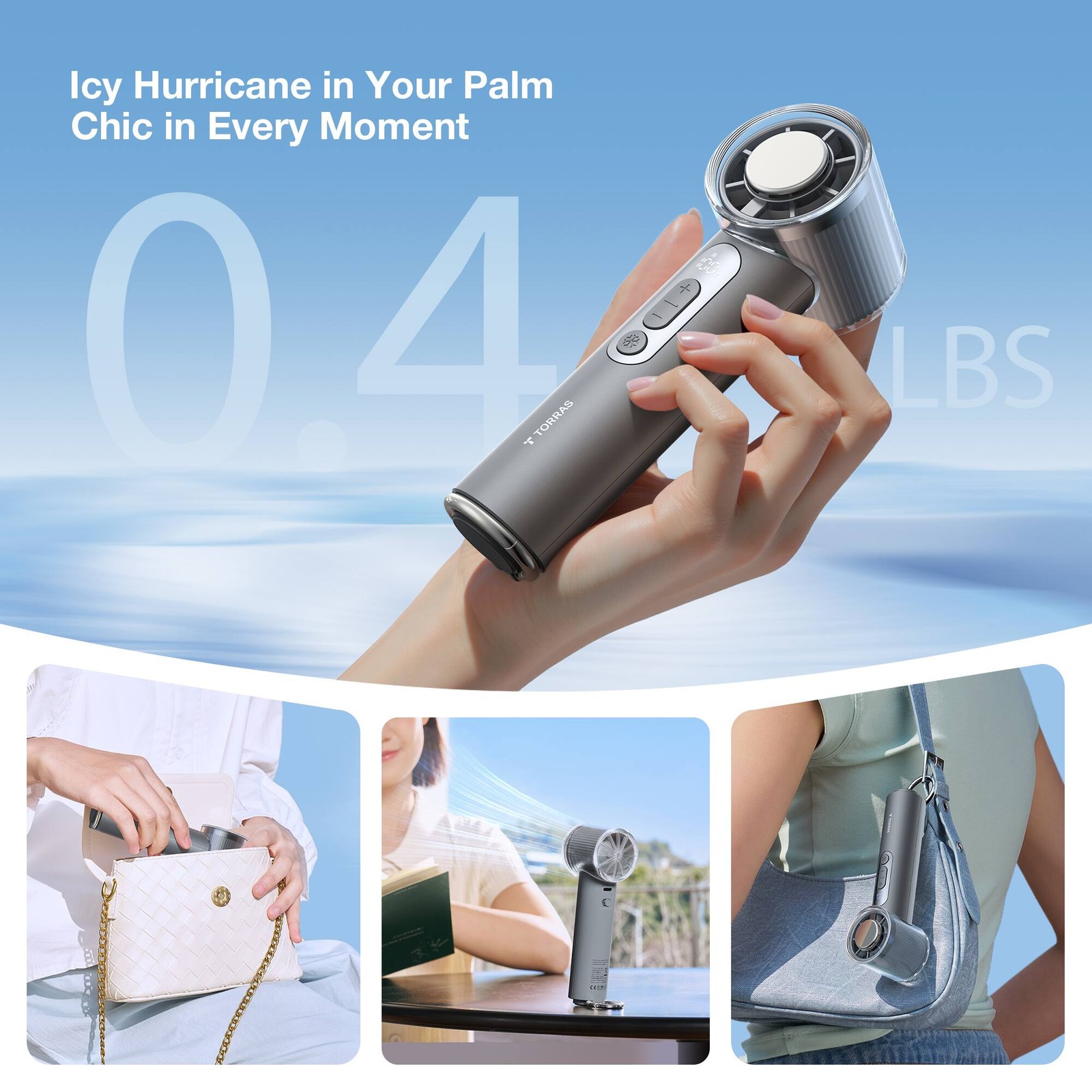 TORRAS - COOLiFY iva Handheld Portable Fan with Ice Cooler, 4900mAh Rechargea... gallery