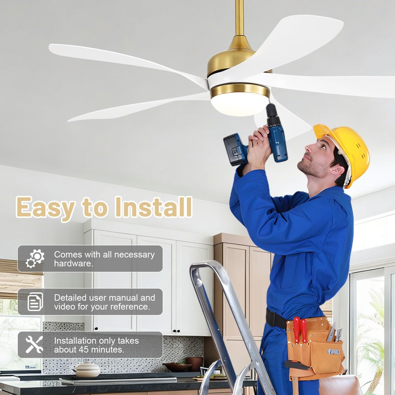 Modern Bedroom Ceiling Fan With Remote 6 Speed,Reversible,Dimmable LED,Quiet DC gallery