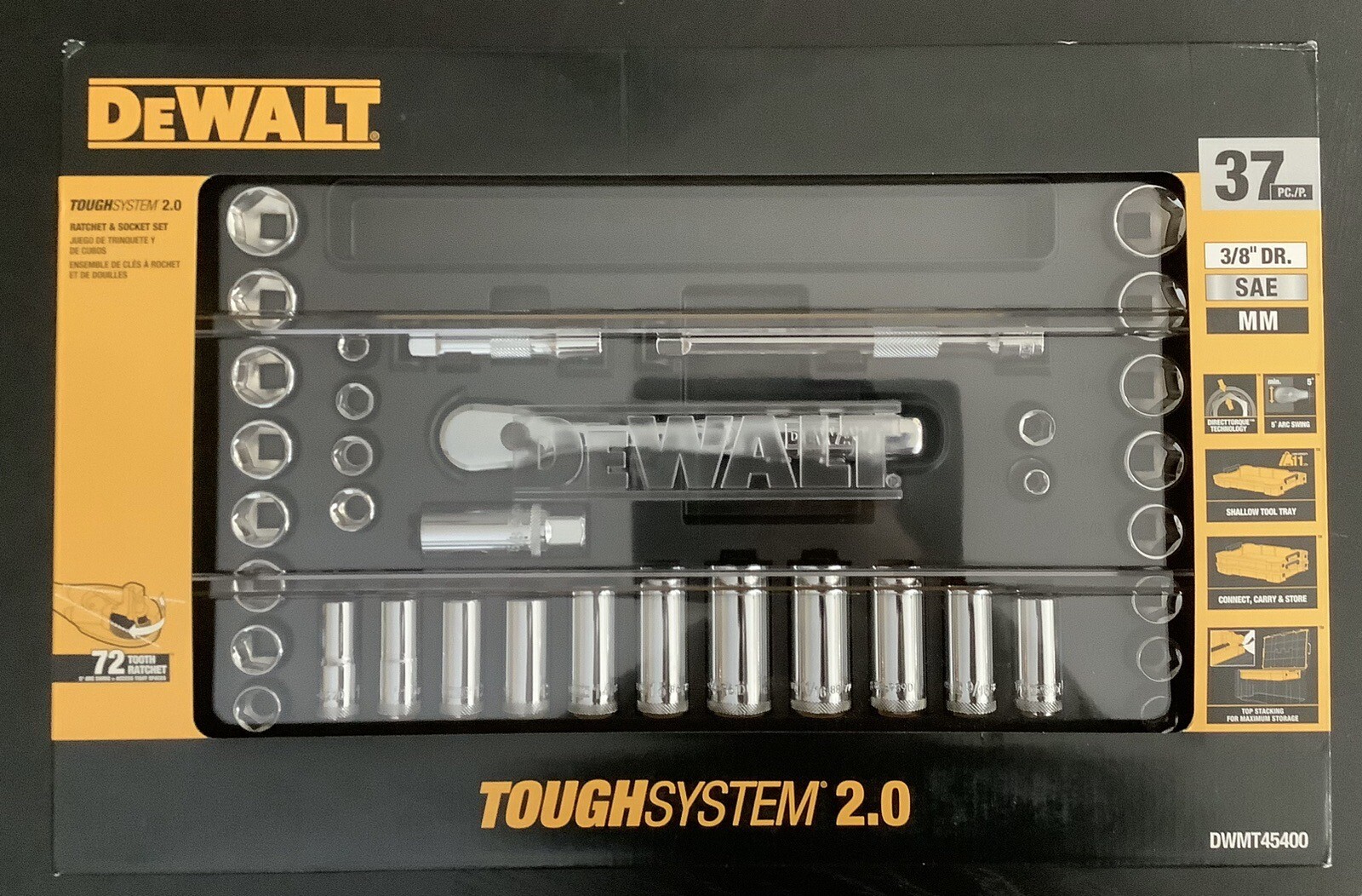 DEWALT DWMT45400 3/8 in. Drive Socket Set with Toughsystem Tray (37-Piece) gallery