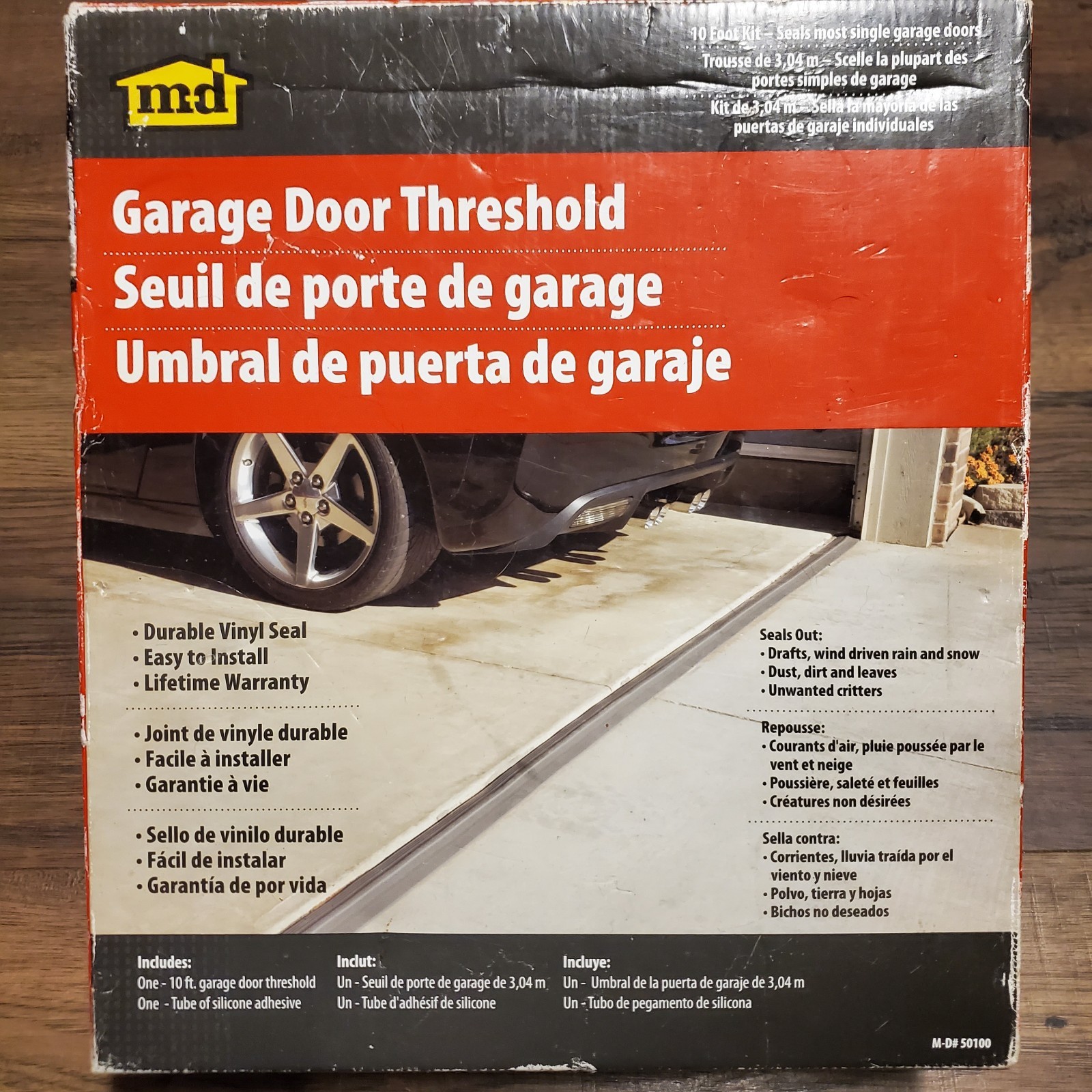M-D 10' Vinyl Threshold Kit 50100 + 9' Premium Rubber Door Rubber Bottom 03723 gallery