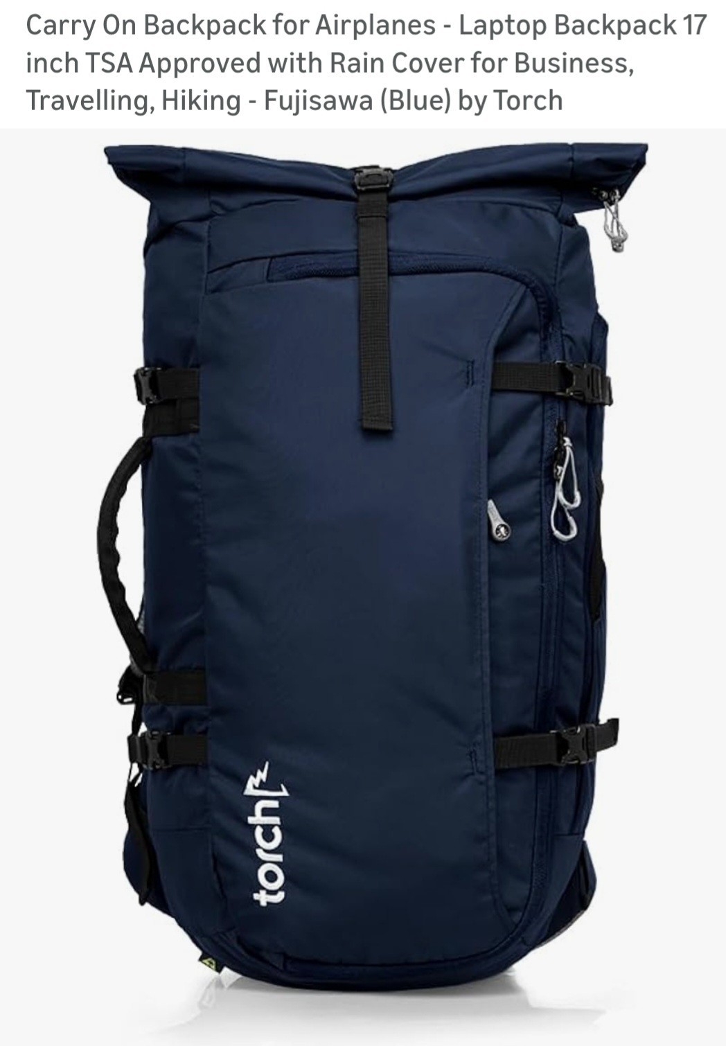 Torch 45L Black Travel Hiking Backpack