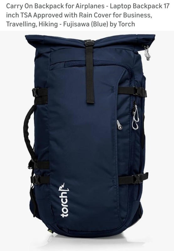 Torch 45L Black Travel Hiking Backpack