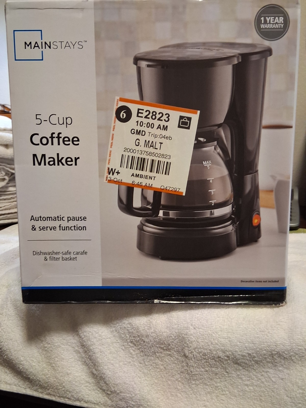 Mainstays 5 Cup Black Coffee Maker - Black gallery
