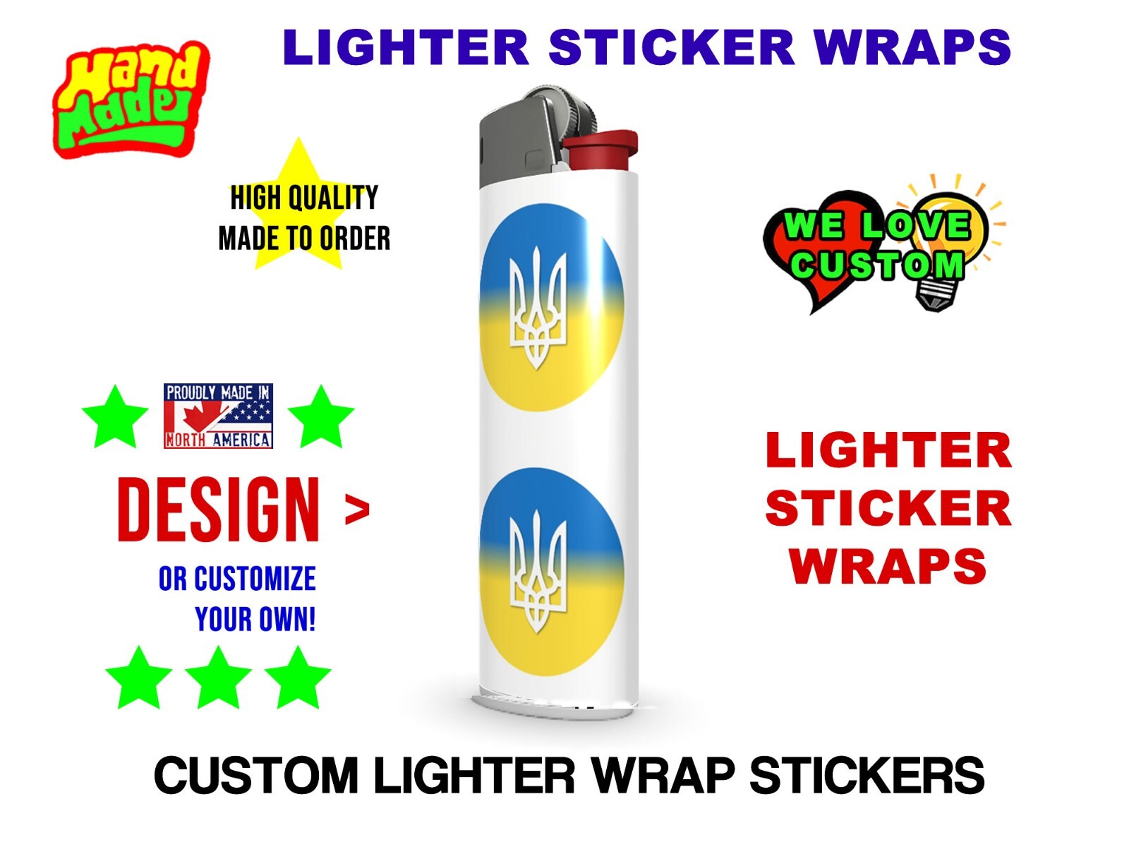 Custom lighter wrap stickers in vinyl or holographic, 3x, 6x, 9x, 18x plus more gallery