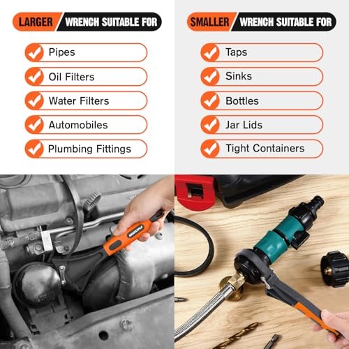 2-Piece Strap Wrench Set, Adjustable Rubber Oil Filter Wrench Max Orange gallery