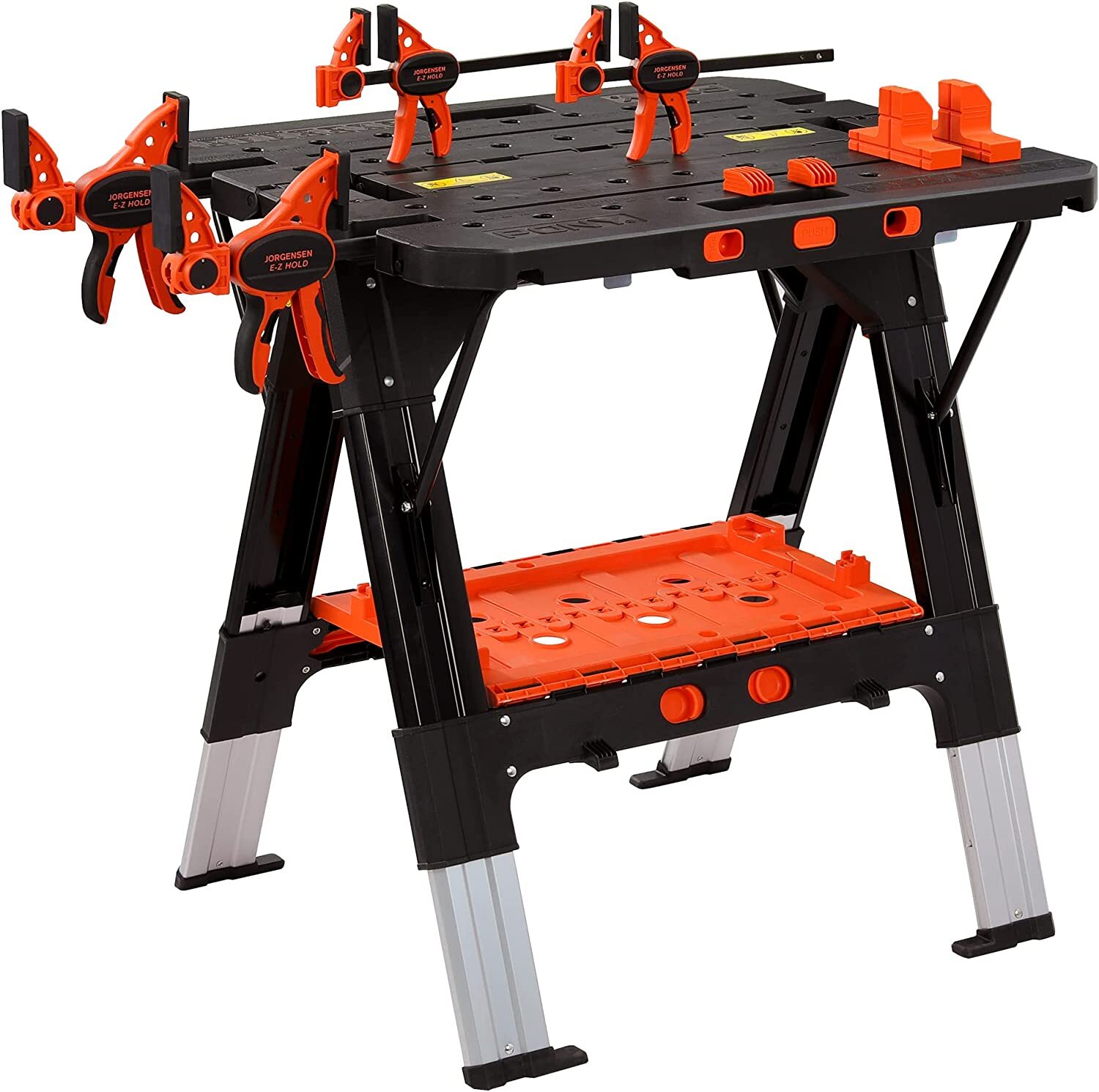 Pony 2-in-1 Work Bench Portable with 4pc Clamp 4pc Bench Dog, 2pc Safety Strap gallery