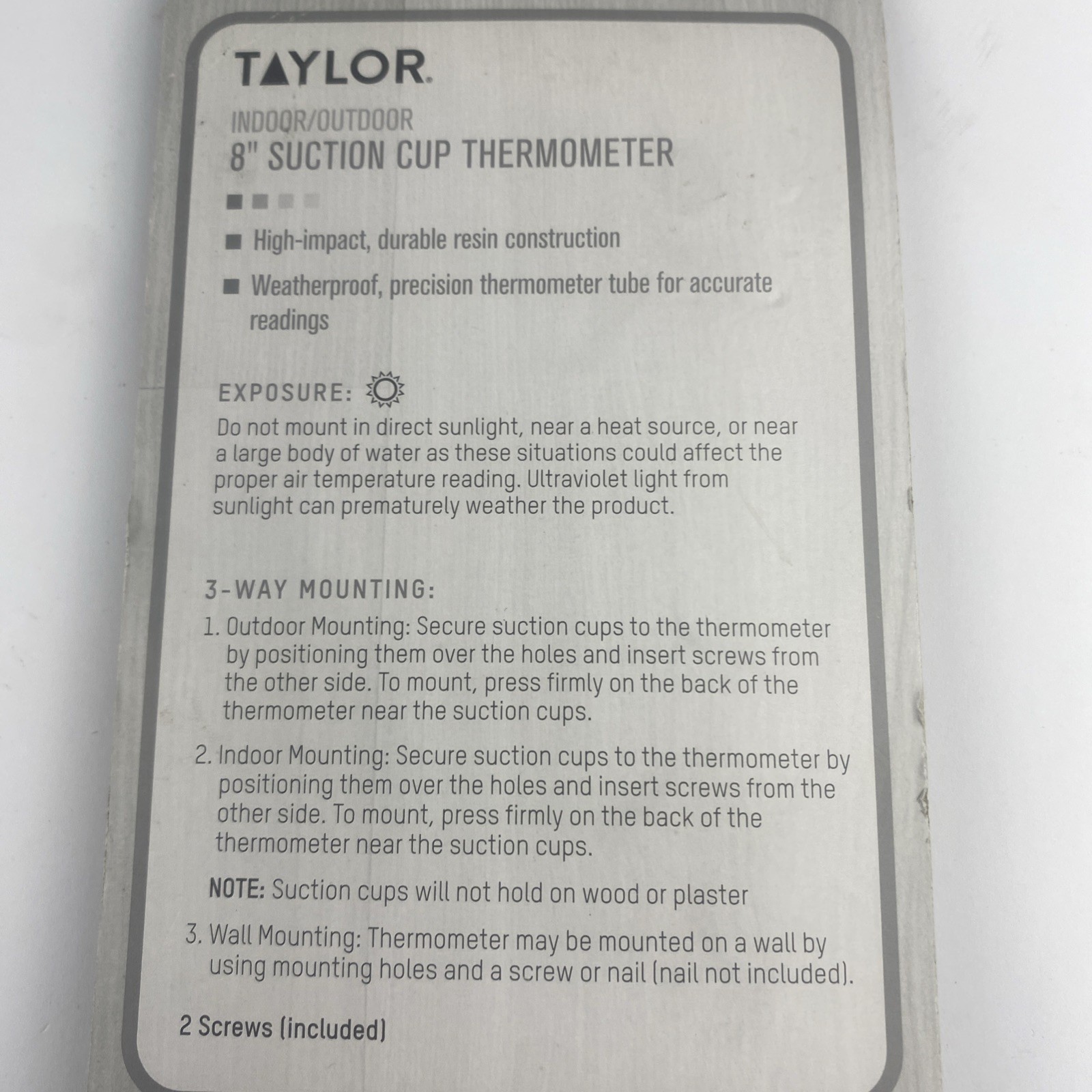 NEW TAYLOR 52128" SUCTION CUP OUTDOOR WINDOW THERMOMETER WITH humming birds. gallery
