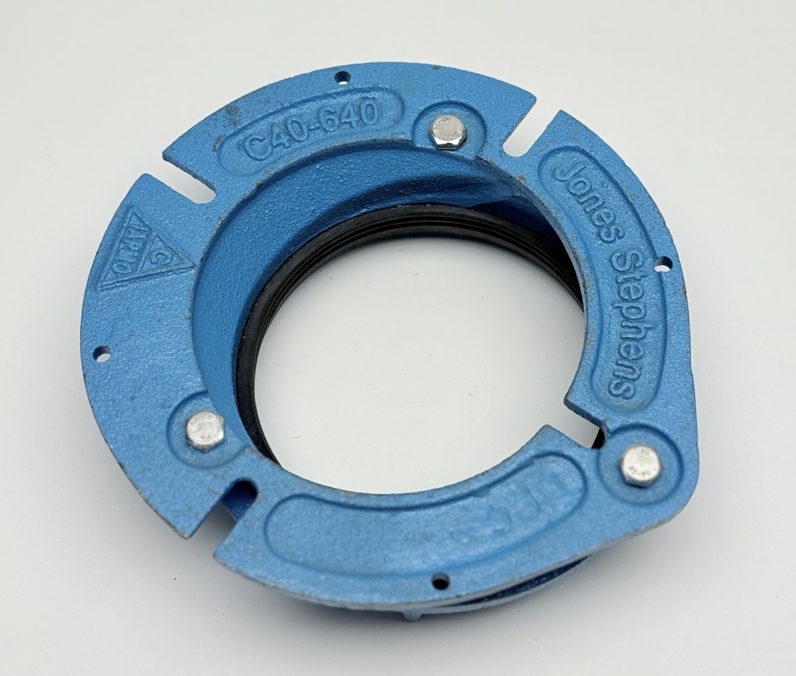 C40-640 Jones Stephens 4" No Caulk Code Blue 1" Offset Closet Flange, C40640 gallery