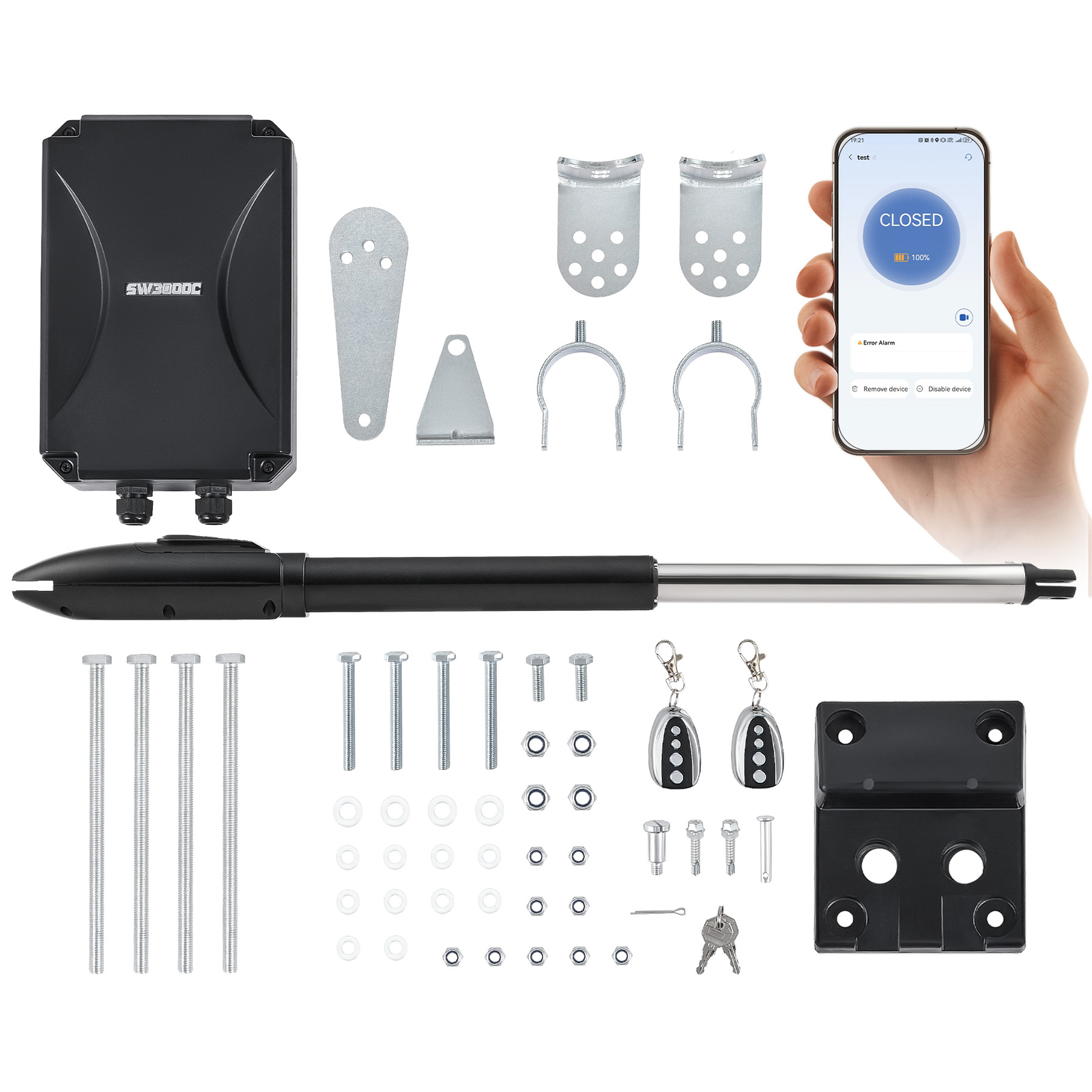 CO-Z Automatic Single Swing Gate Opener with APP Control for 660lb 18ft Gates gallery