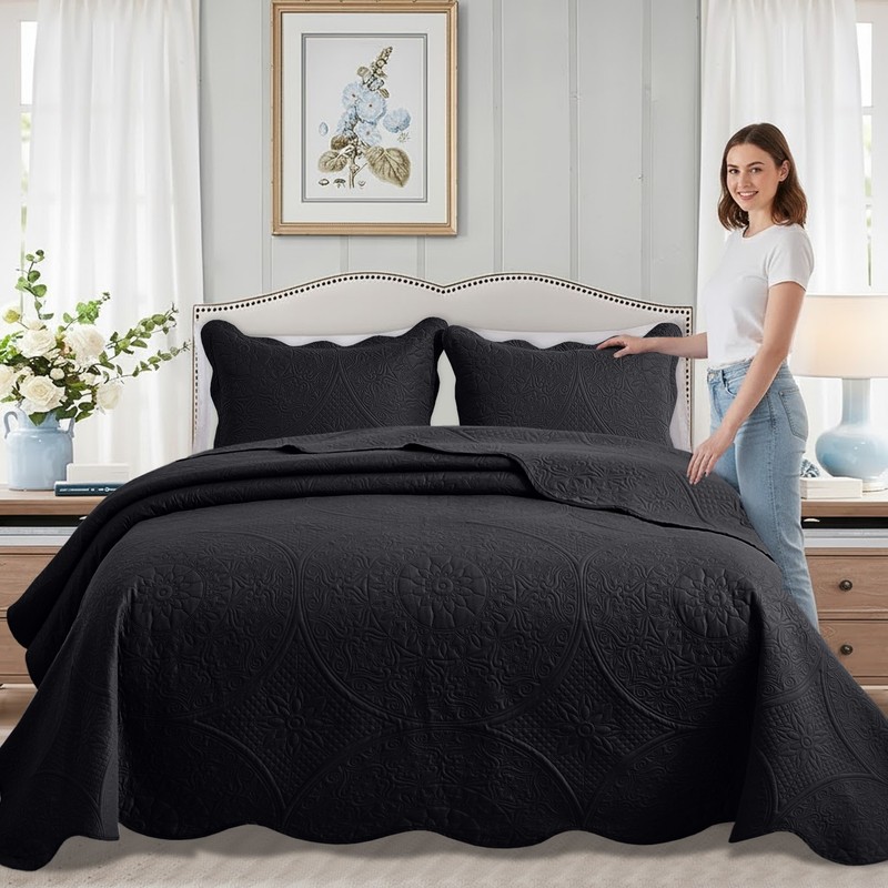 Reversible Bedspread Set Lightweight Breathable Quilt Coverlet Bedding Throw gallery