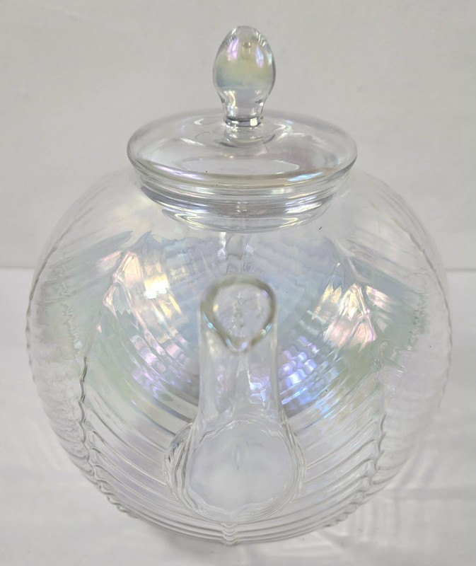 Iridescent Textured Herringbone Pattern Borosilicate Glass Tea Pot gallery