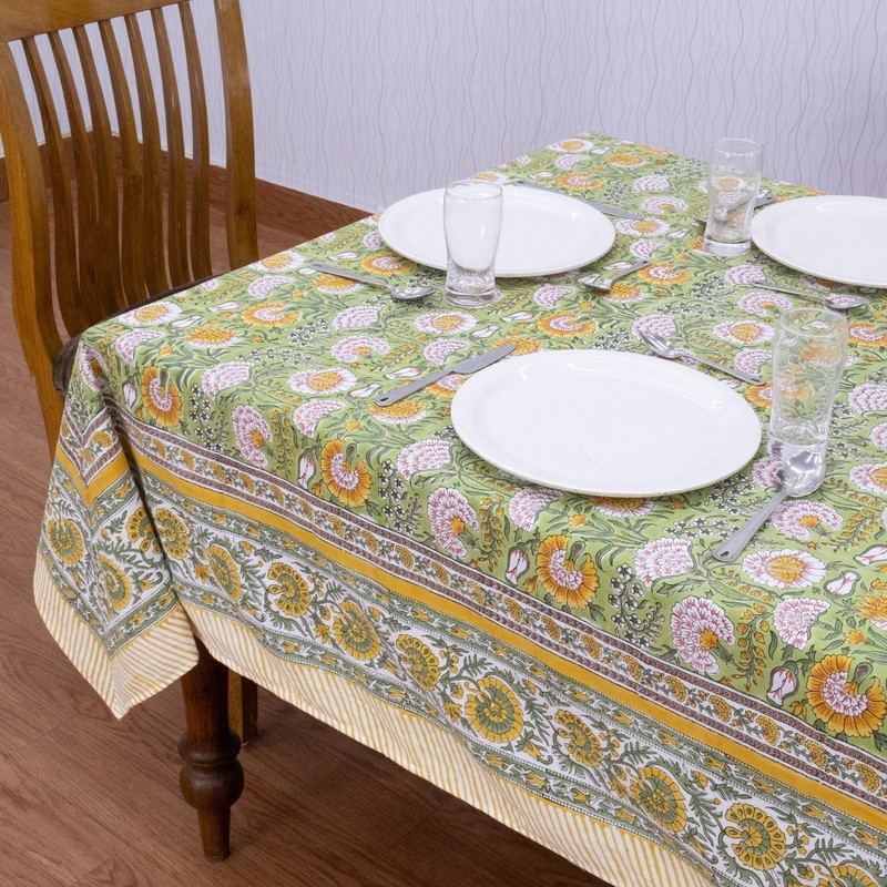 Floral Block Printed Table Cloth Dining Table Cloth Table Napkins With Mats gallery