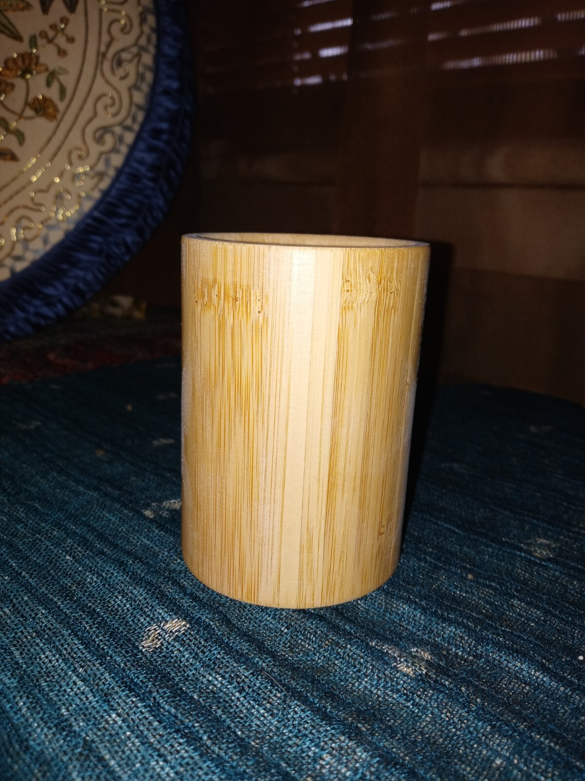 ORIGINS SOLID NATURAL BAMBOO WOODEN COLD CUP 3.5" HOLDS 7 oz. LIQUID NEW IN BOX gallery