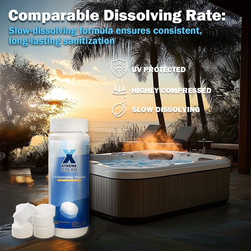 XtremeClear 1" 99% Trichloro Stabilized Swimming Pool Chlorine Tablets - 1.5lbs gallery