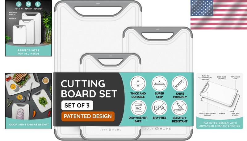 Versatile Plastic Cutting Boards with Juice Grooves, Gray gallery