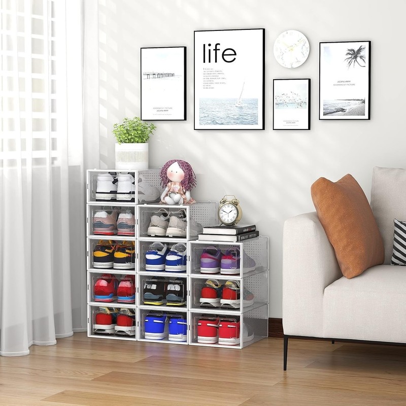 Durable 12 Pack Clear Stackable Shoe Storage for All Rooms - Organize with Ease gallery