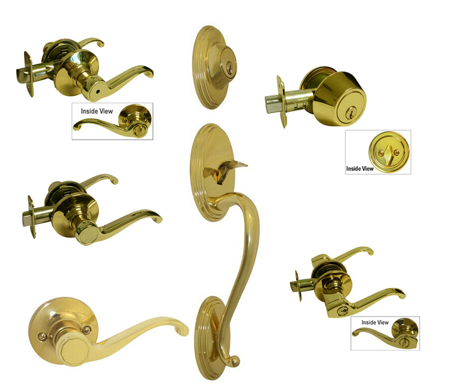 Polished Brass door knobs Locks lever entrance privacy passage dummy deadbolt gallery