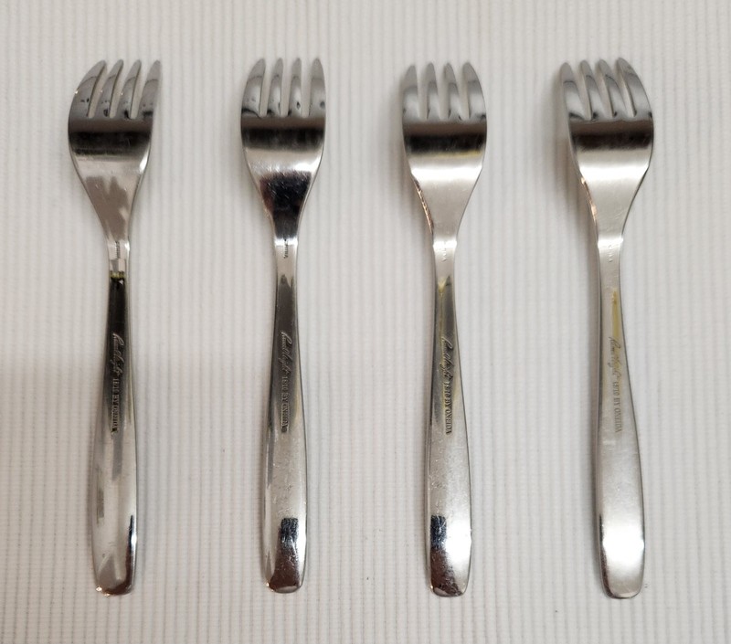 Russel Wright Oneida 18/10 Stainless Steel Flatware - Four Salad Forks 6 1/2" L gallery