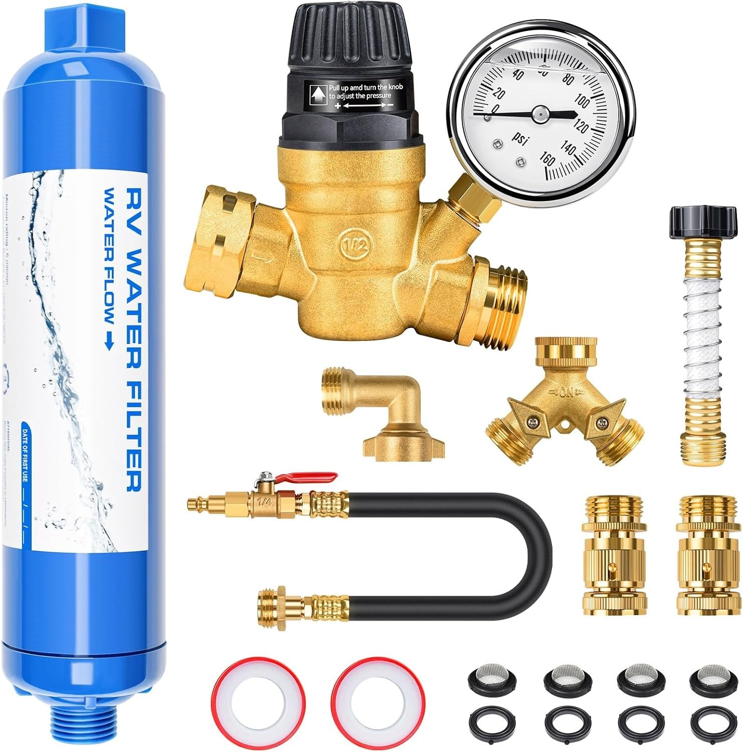 Water Pressure Regulator Filter Kit for RV Camper, Fresh Water Kit All-in-One... gallery