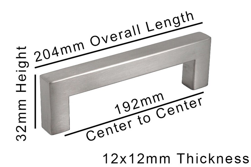 Square Bar Pull Handle Kitchen/Bath Cabinet Hardware Nickel Stainless Steel 192 gallery