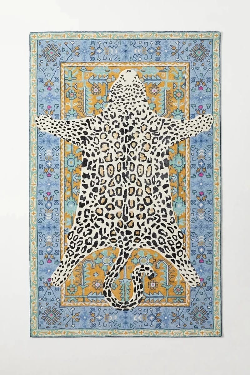 9x12 ft Octavia Leopard Blue & Gold Modern Hand-Tufted 100% NZ wool| India Rug gallery