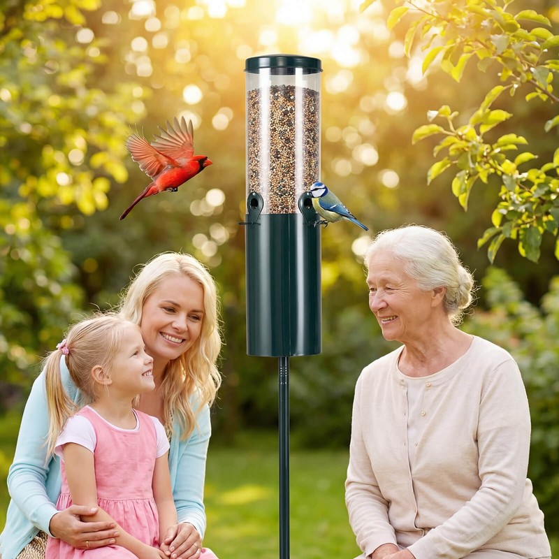 10 LBS Large Capacity Squirrel Proof Bird Feeder with Pole Mount and Baffle gallery