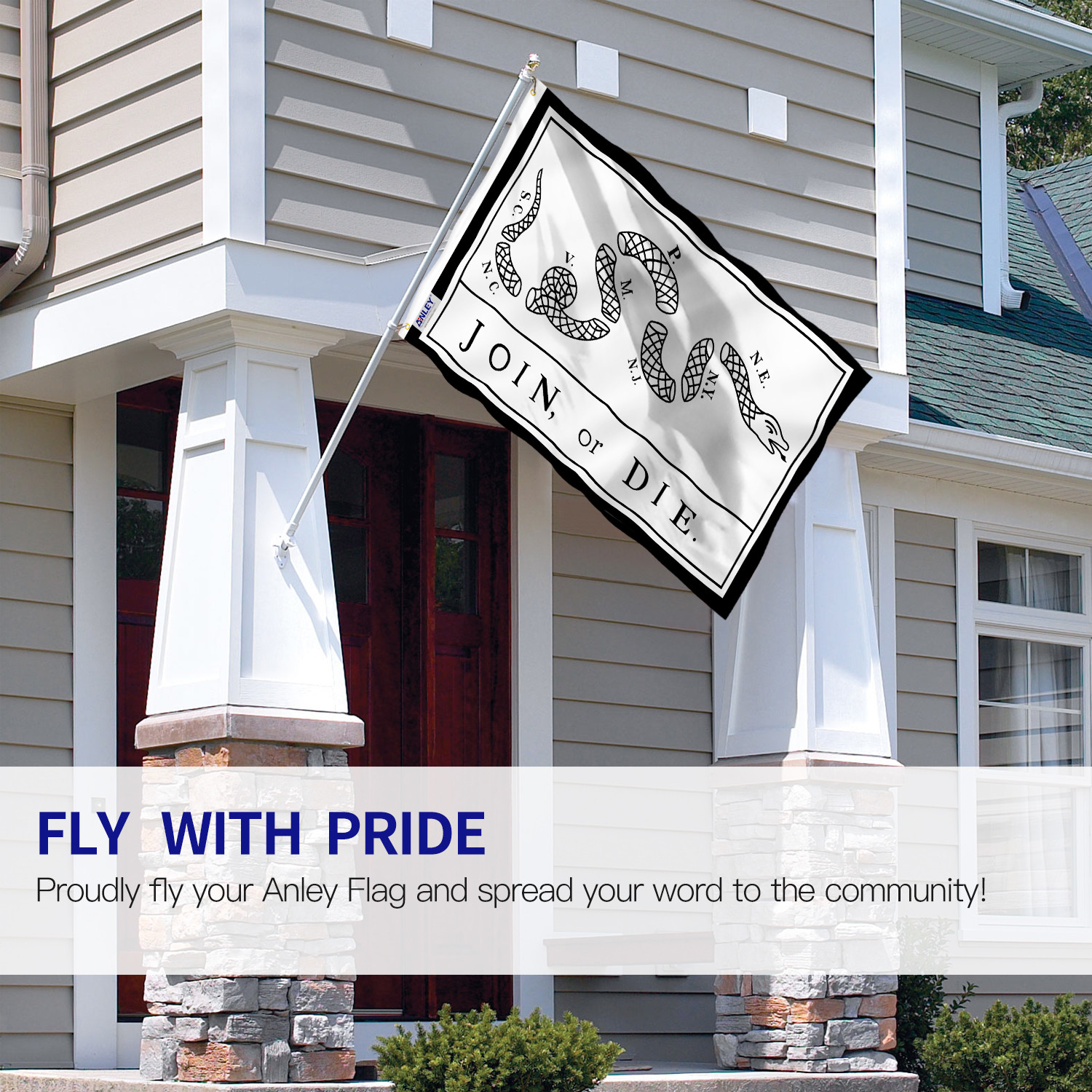Anley Fly Breeze 3x5 Ft Join Or Die Flag - Rattlesnake Flags Benjamin Franklin gallery