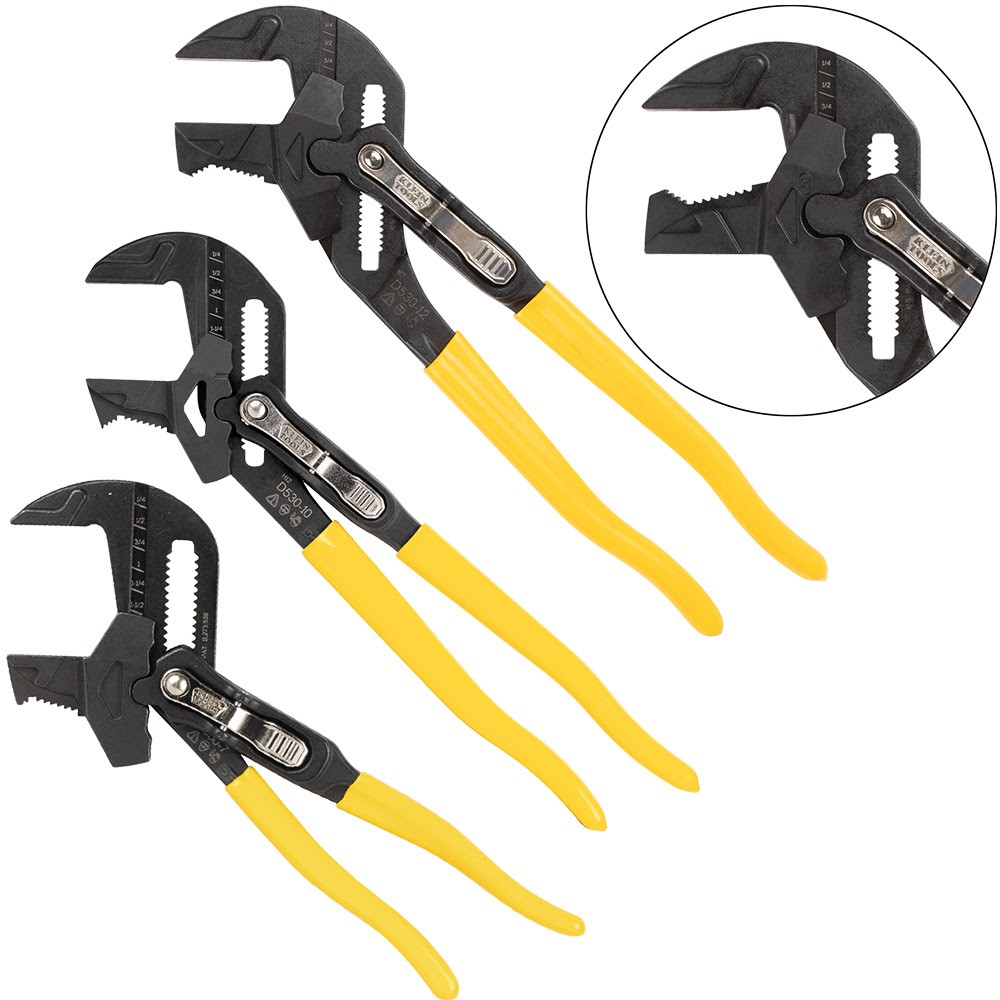Klein Tools D53003KIT 3-Piece Plier Wrench Set 7in 10in 12in gallery
