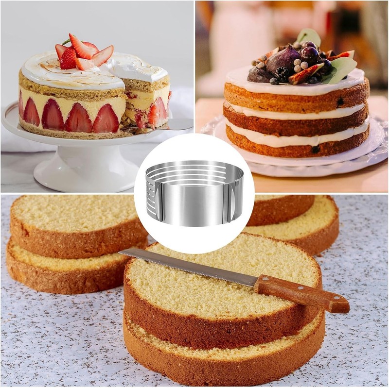 Cake Leveler Slicer Adjustable Round Cake Cutter Ring 7 Layered 6" - 8" Inch gallery