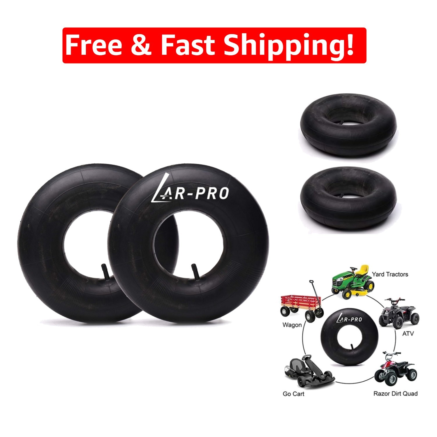 Universal Fit Inner Tubes for ATVs and Lawn Mowers - 2-Pack 15x6.00-6 gallery