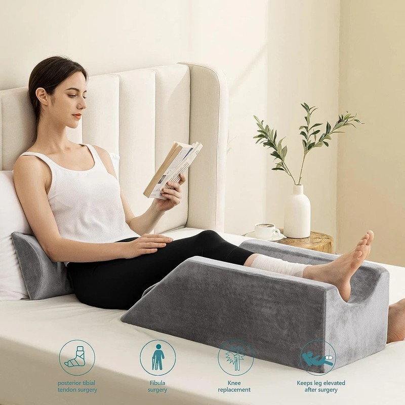 Memory Foam Leg Elevation Pillow Wedge Cushion with Washable Velvet Cover gallery