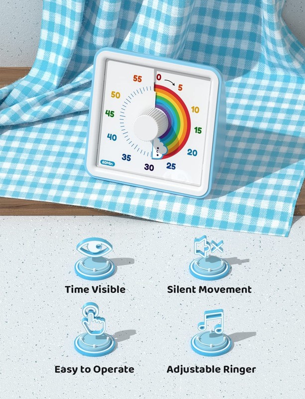 60 Minute Visual Timer for Kids and Adults, Non-Ticking 7.5 Inch Large Visual gallery