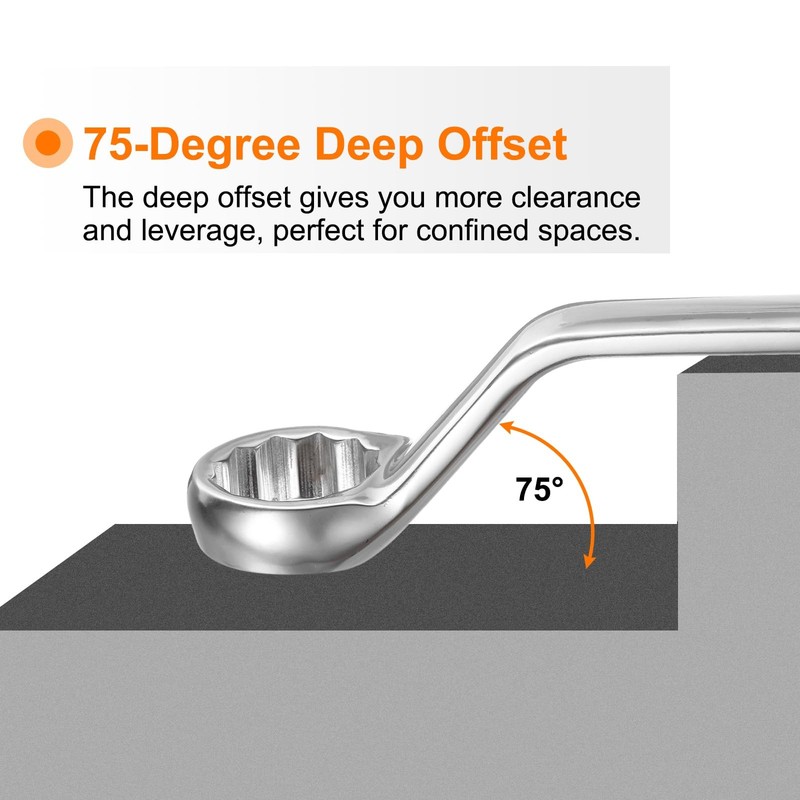 Offset Extra Long Box End Wrench 10 x 12 mm Metric 12 Point 75 Degree Offset ... gallery