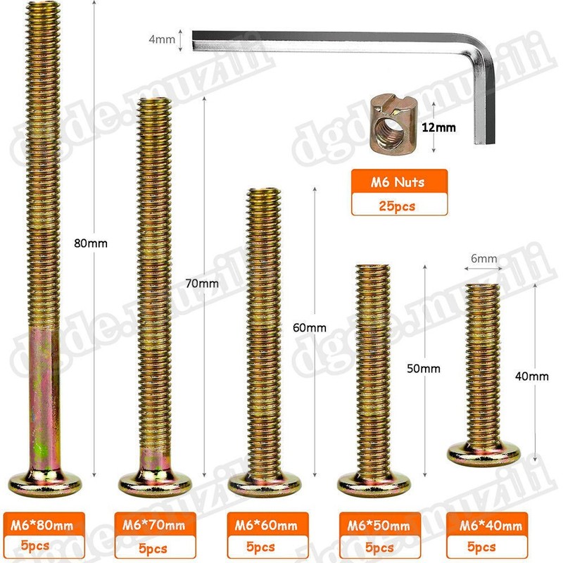 50PCS M6 Hex Socket Head Cap Screw Kit Furniture Barrel Bolt for Bunk Bed & Crib gallery