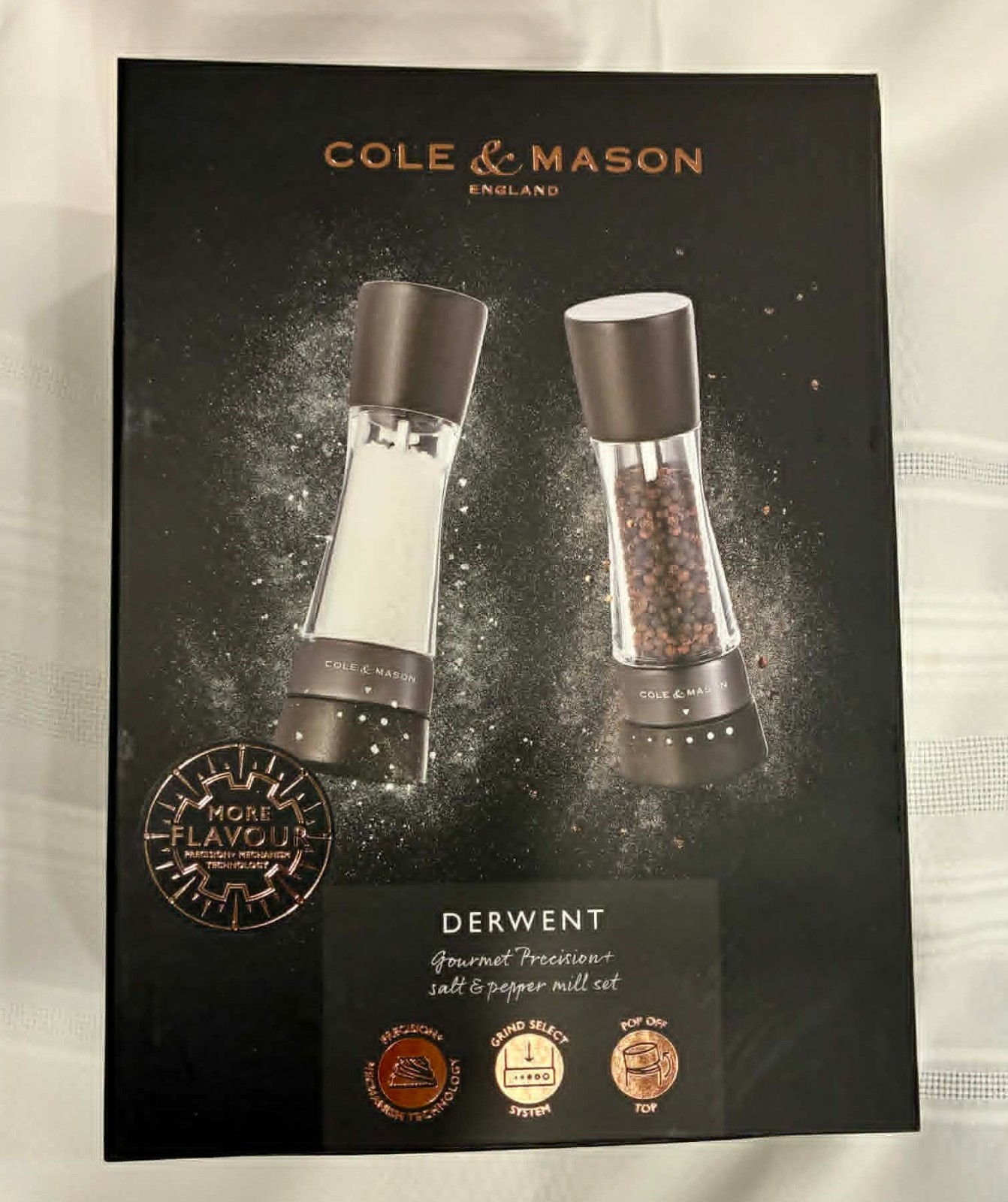 Cole & Mason Derwent Salt & Pepper Mill Set - Black Wood 7.5" NEW -Free Shipping gallery
