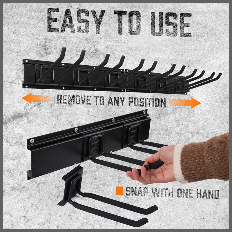 Garage Tool Organization 9pc Double Hooks Holder 64" Utility Rack Wall Mount gallery
