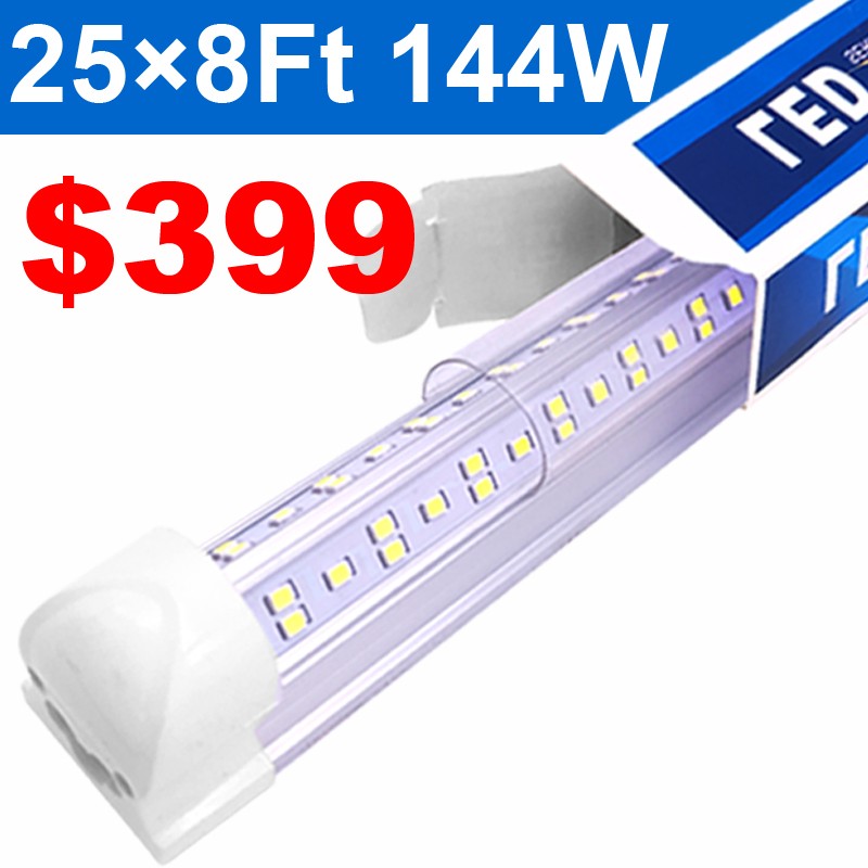25 Pack 8 FT LED Shop Light Fixture T8 LED Tube Light Bulb 8 Foot 144W 14400LM gallery