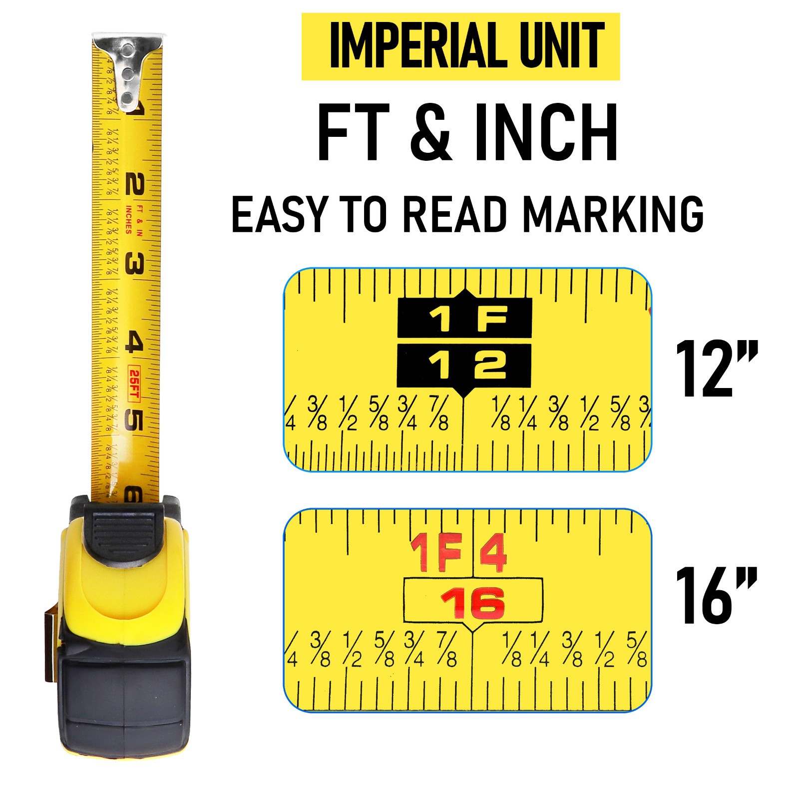 12-Pack Bulk Tape Measure 10ft Self-Locking Easy Read Retractable with Fractions gallery