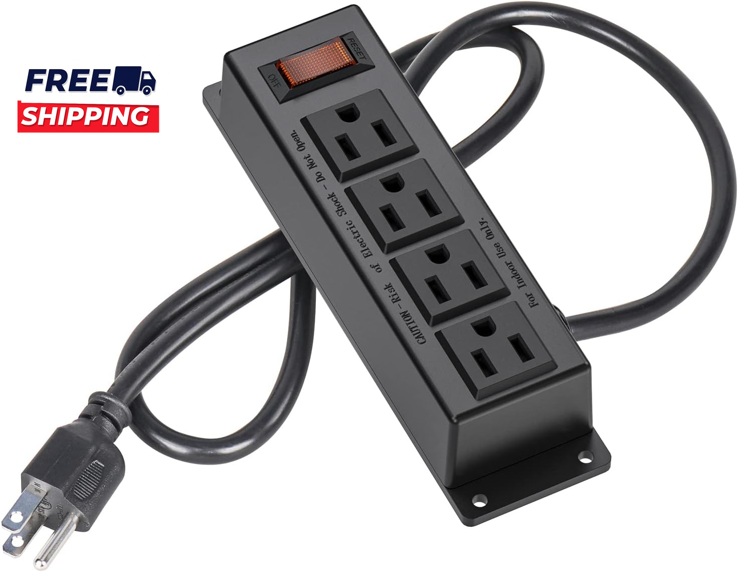 Wall Mount Power Outlet Strip 4 Outlet Mountable Power Strip with Switch gallery