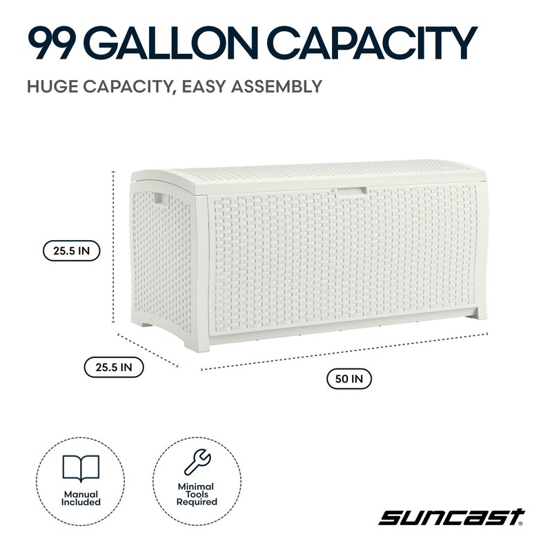 99 Gallon Wicker Horizontal Outdoor Deck Box with Hinged Lid, Water-Resistant... gallery