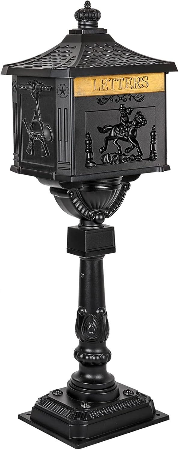 Mailbox Cast Aluminum Black Mail Box Postal Box Security Heavy Duty.. gallery
