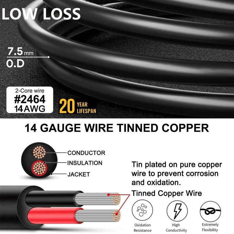 30Ft Jackery Extension Cable 14AWG 8mm Solar Panel Black gallery