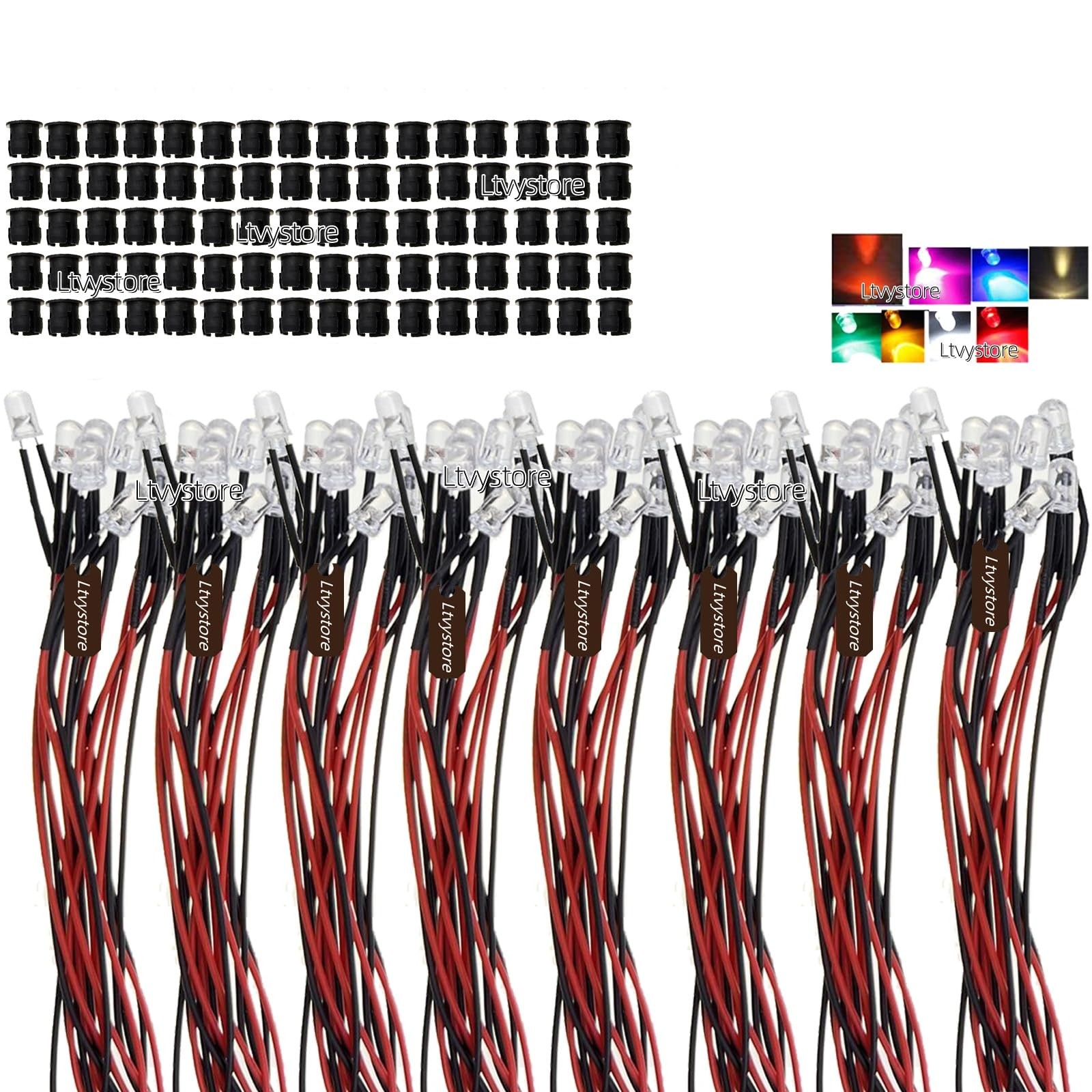 80Pcs 3MM 5V 8Colors Pre Wired Prewired Lamp Light Bulb Prewired Emitting Dio... gallery