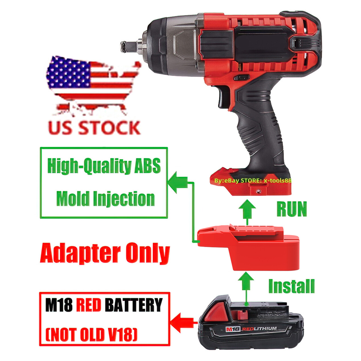 1x Adapter (Milwaukee M18 RED Li-Ion Battery Convert To Bauer 20v System Tools) gallery