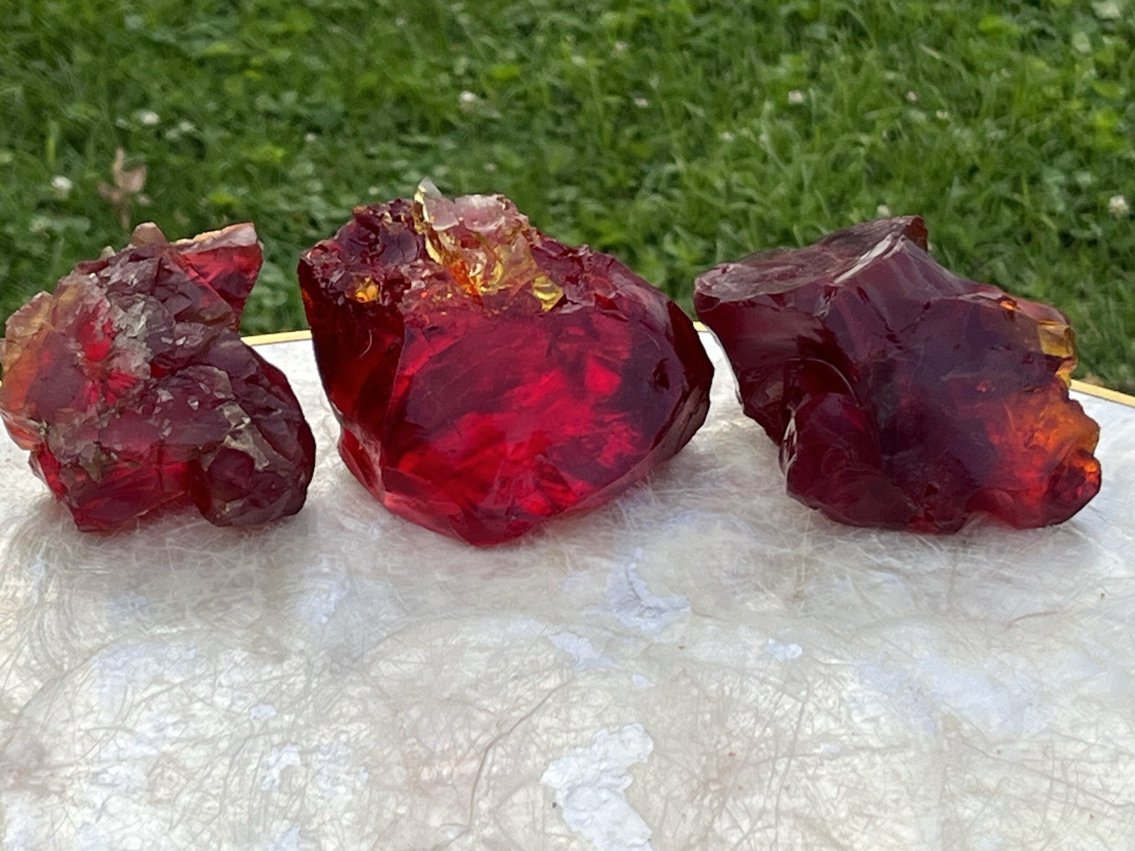 3 Fire Red Slag Glass Cullet Chunks Sorcerer Stone Rock 1 lbs 14 oz gallery